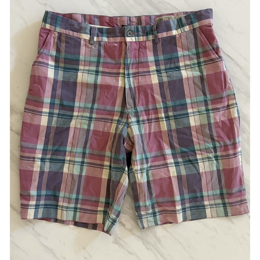 vtg mens Pink Plaid India Madras Shorts Mens 36 Polo Ralph Lauren Bradbury Fit
